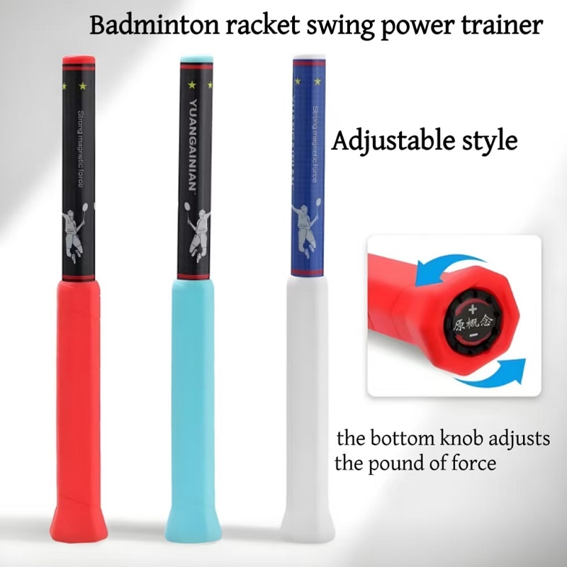 Badminton Rebound Trainer - เครื่องฝึกซ้อมแบดมินตันแบบปรับแรงได้ฟรี Power Whip อุปกรณ์เสริมสำหรับฝึกซ้อมตีลูกเดียว แก้ไขการตี