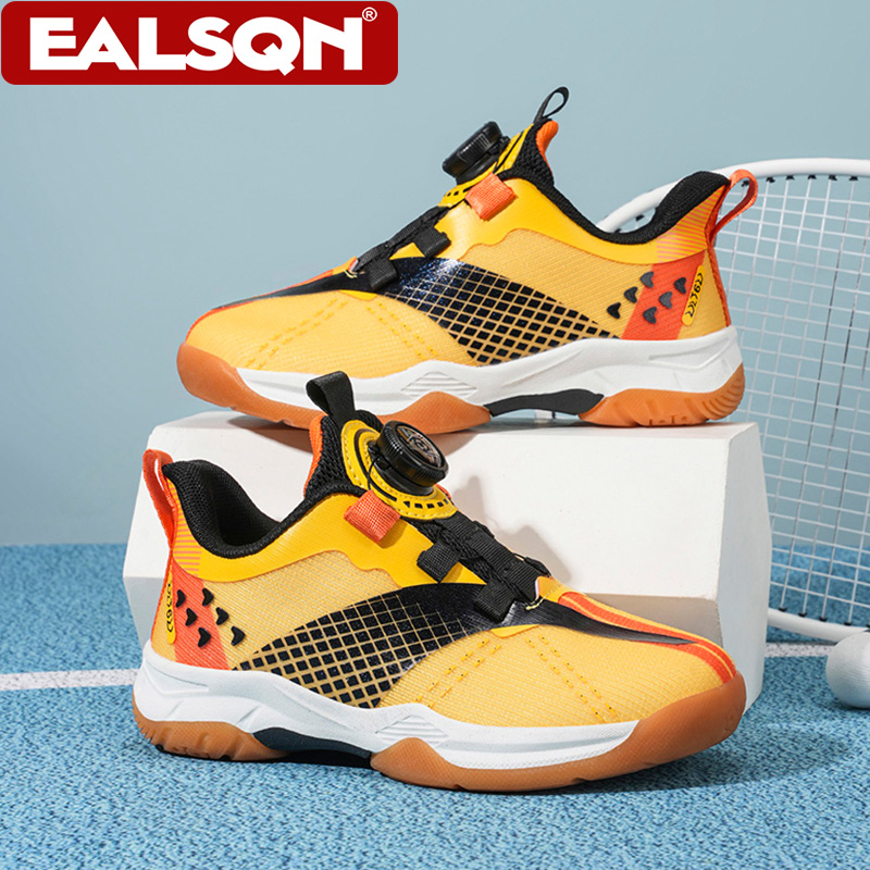 Badminton Junior - รองเท้าผ้าใบเทนนิสสำหรับเด็กผู้ชาย น้ำหนักเบา พร้อมตัวล็อกแบบหมุน รองเท้ากีฬาแบดมินตัน กันลื่น ระบายอากาศได้ดี