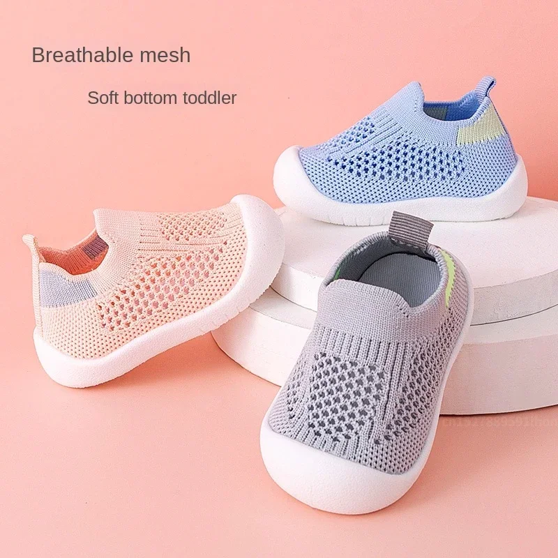 Badminton Junior - ฤดูใบไม้ผลิฤดูร้อนรองเท้าเด็กวัยหัดเดินBreathableถักเด็กรองเท้าผ้าใบSlip-Onรองเท้าเทนนิสหญิงนุ่มลื่นรองเท้าสบายๆ