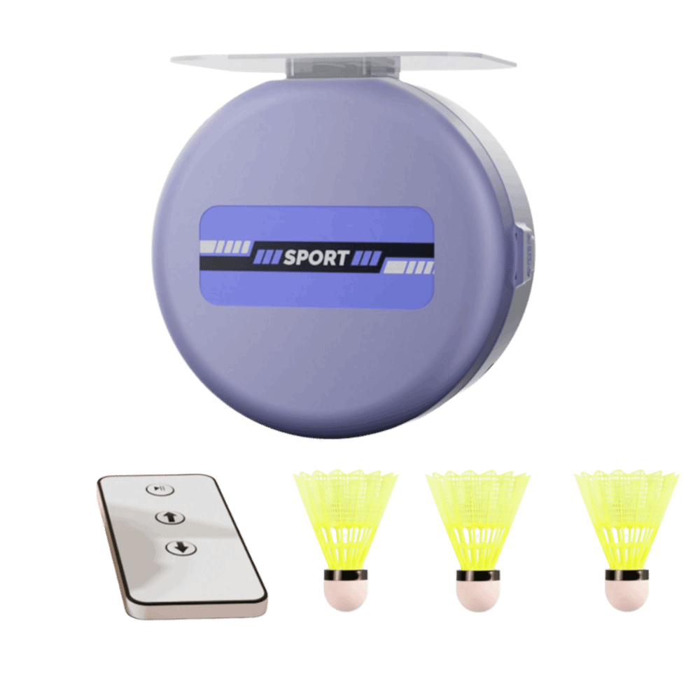 Badminton Rebound Trainer - ชุดฝึกแบดมินตันแบบติดเพดาน 8 ชิ้น ปรับความสูงได้ พร้อมปุ่มล็อคสายยางยืด ABS