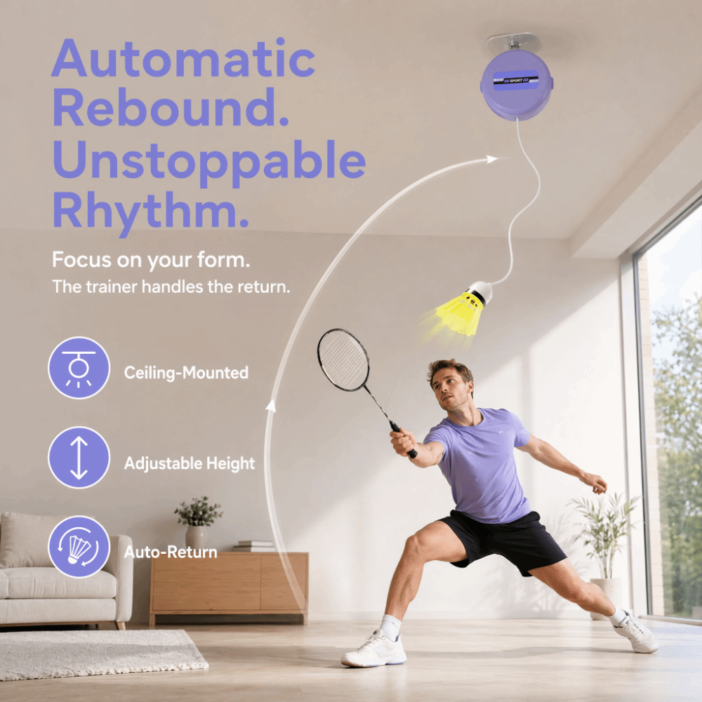 ชุดฝึกแบดมินตันแบบติดเพดาน 8 ช - Badminton Rebound Trainer บทวิจารณ์และราคา